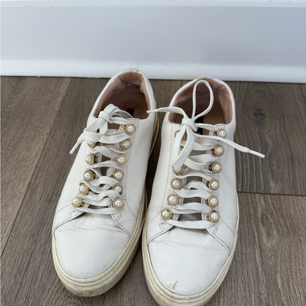 Stuart Weitzman Excelsa Whitle Leather Women's Sneakers 7.5